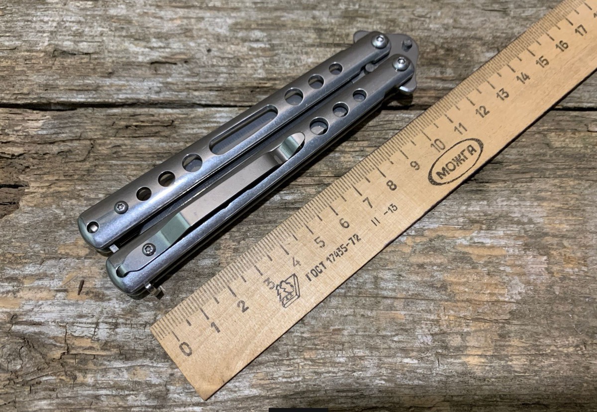 Нож бабочка Benchmade, складной нож балисонг, металлический сірий